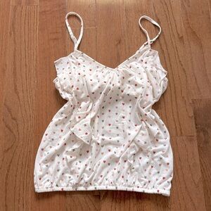 Y2k American eagle bella swan white heart print camisole tank